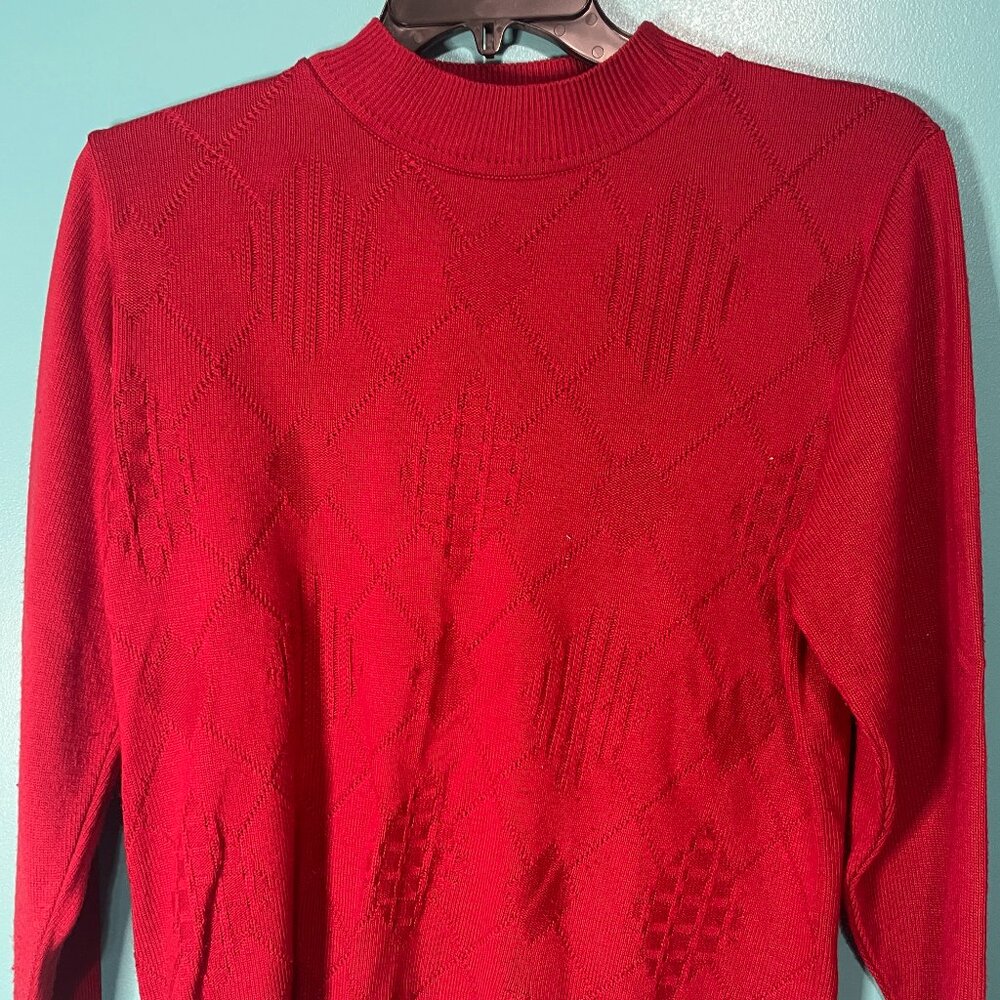 Red, Alfred Dunner Sweater with Diamond designs